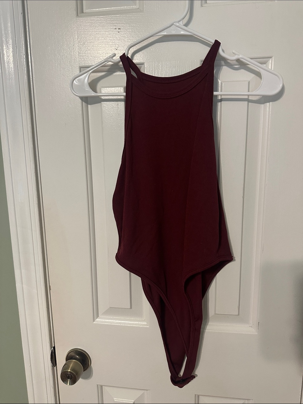 SHEIN Girls Ribbed Sleeveless One-Piece Bodysuit - Burgundy